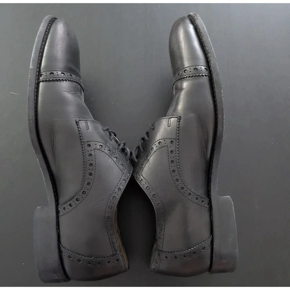 Moral‎ Code Shoes Mens 8.5M Black Leather Newton Cap Toe Dress Casual Derby